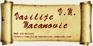 Vasilije Macanović vizit kartica